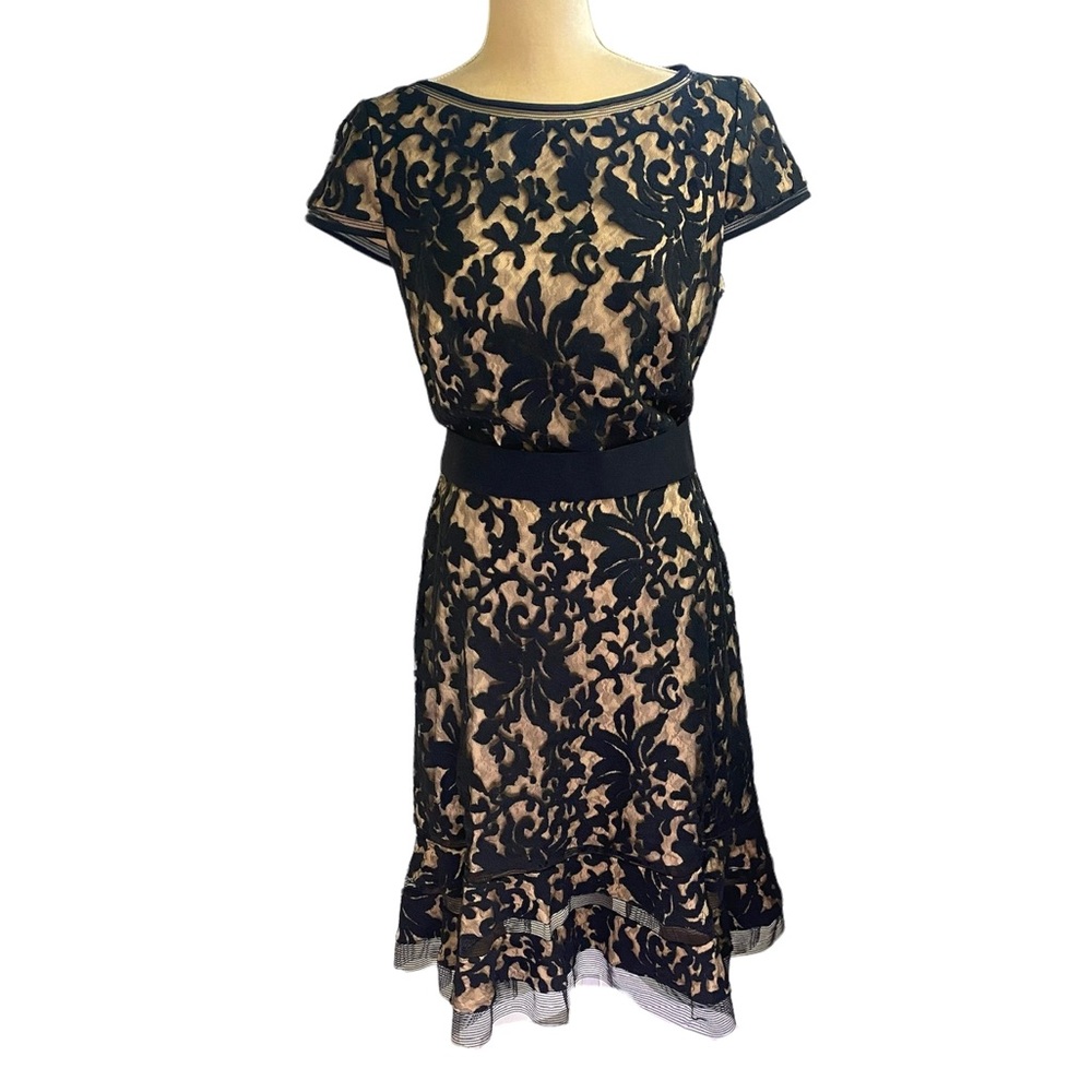 Tadashi Shoji Lace Overlay Fit and Flare Dress Size 12 - Picture 2 of 10